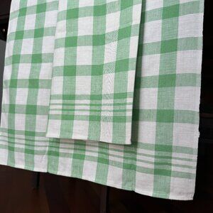 Vintage Cannon Kitchen Towel Dishcloths Green Check Plaid Cotton